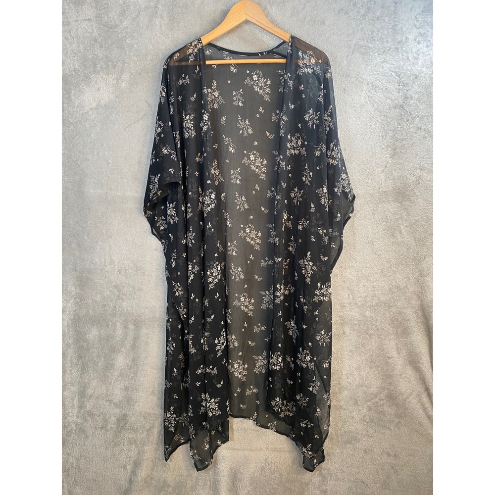 Unbranded Floral Chiffon Kimono Womens OS Sheer Open Front Boho Whimsigoth